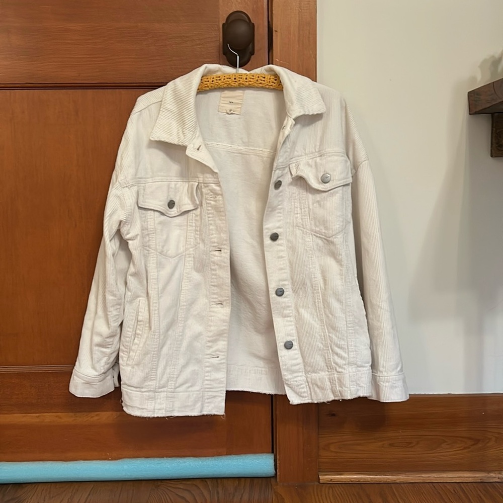 Cream corduroy shacket